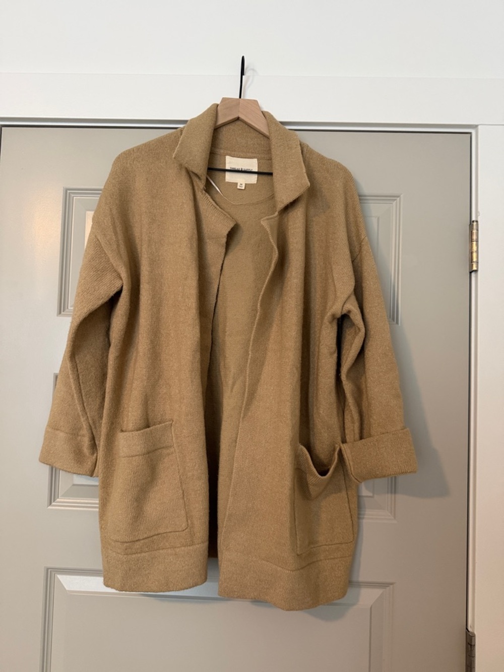 Thread & Supply Open Front Cardigan in Camel Tan